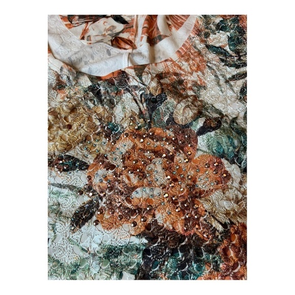 Crochet Burnout Asymmetrical Hem Tunic Top Sequin Size‎ XXL Boutique Autumn Fall - Picture 14 of 16